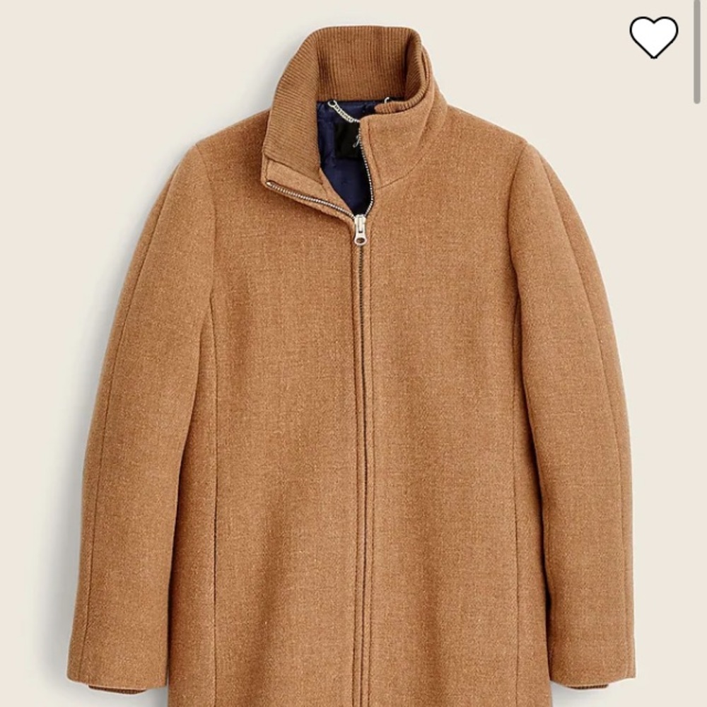 NWT J. Crew Lodge Coat in Italian Stadium-Cloth Wool in Hthr Acorn Size 10